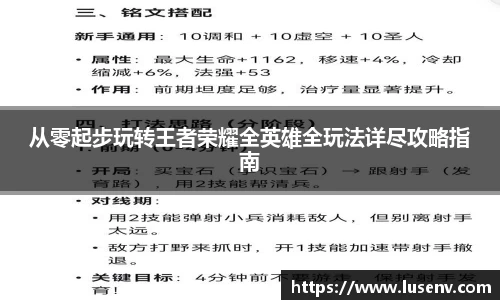 从零起步玩转王者荣耀全英雄全玩法详尽攻略指南